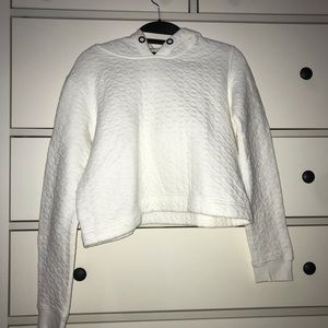 White crop hoodie